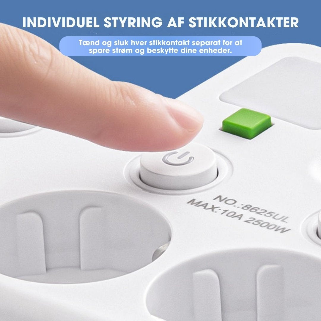 PowerHub Pro™ – Smart stikdåse med USB & natlys