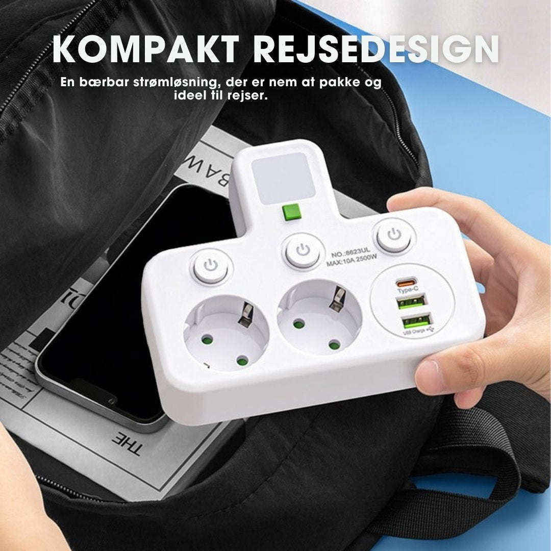 PowerHub Pro™ – Smart stikdåse med USB & natlys