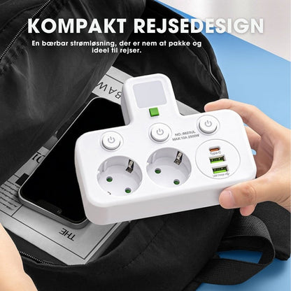 PowerHub Pro™ – Smart stikdåse med USB & natlys