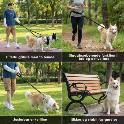DuoFlex™ – 2-i-1 dobbelt hundeline med 360° drejeled