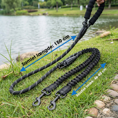 DuoFlex™ – 2-i-1 dobbelt hundeline med 360° drejeled