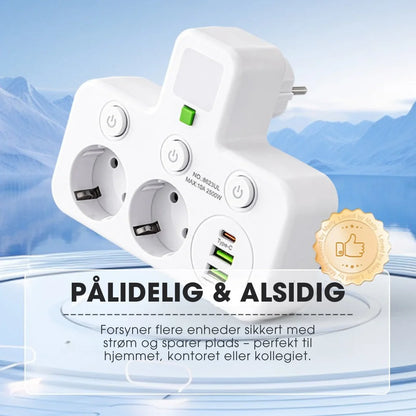 PowerHub Pro™ – Smart stikdåse med USB & natlys