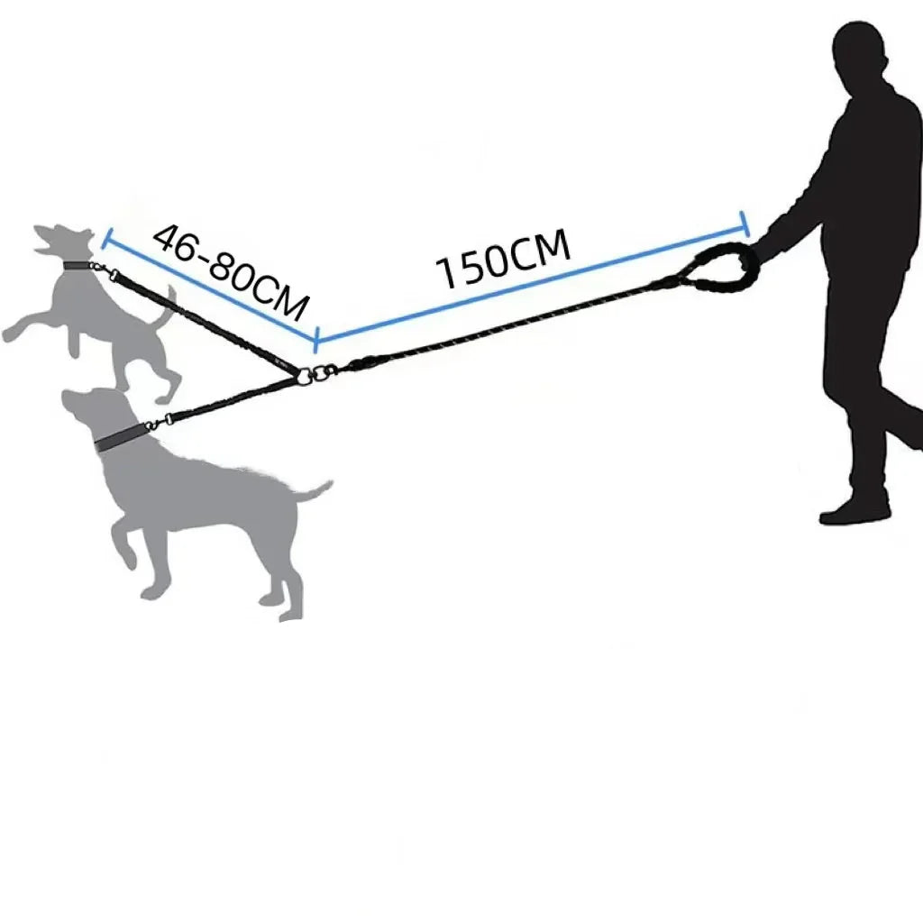 DuoFlex™ – 2-i-1 dobbelt hundeline med 360° drejeled