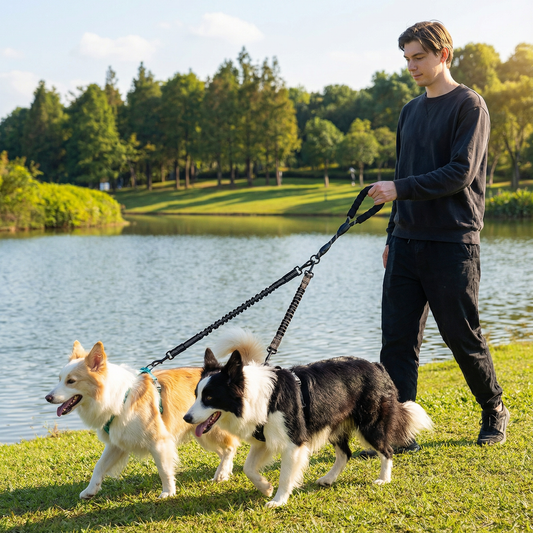 DuoFlex™ – 2-i-1 dobbelt hundeline med 360° drejeled