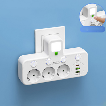 PowerHub Pro™ – Smart stikdåse med USB & natlys